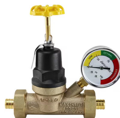 #ad 3 4 In. Bronze Double Union PEX B Water Pressure Regulator with Gauge $68.68