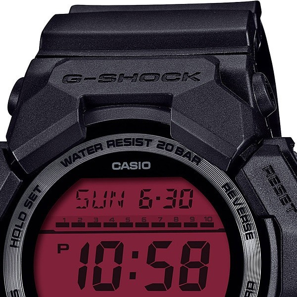 CASIO G-SHOCK BLACK AND BOLD RED GD-010BBR-1JF Water