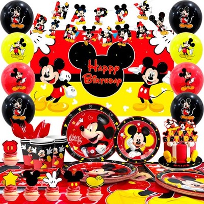 Disney Mickey Mouse Birthday Supplies Party Decoration Tableware Balloons Plates
