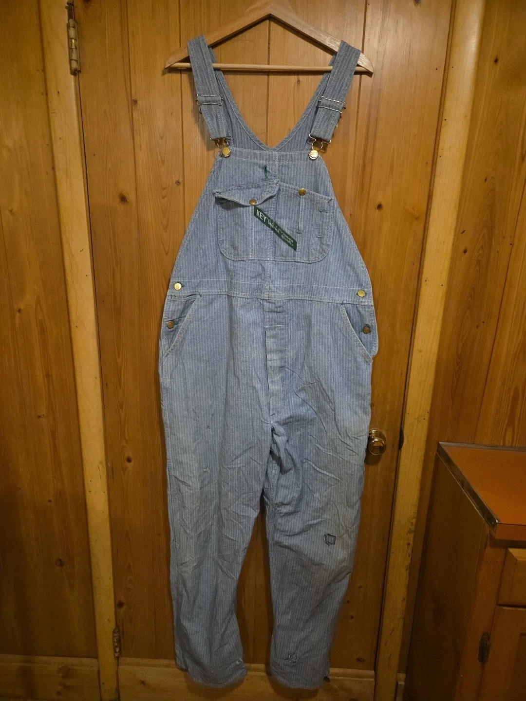Vintage 80s KEY IMPERIAL Aristocrat Of Overalls 42x32 Distressed Denim Overalls