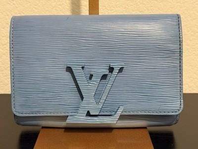 Louis Vuitton Sky Blue Epi Leather LV Louise PM Crossbody Bag Clutch Pochette