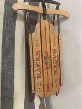 Flexy Flyer Classic Racer Mini Sled Decor 15” Wooden Vintage-Style Display