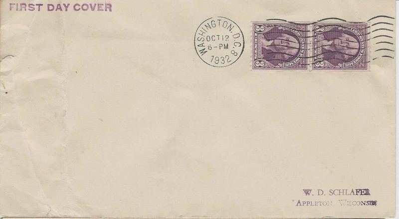 G Washington Horz Coil Pair #722 FDC M7226 Cover very rough creases small tears