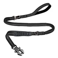  Tactical Heavy Duty Bungee Dog Leash for Medium Large Aviation aluminum Black