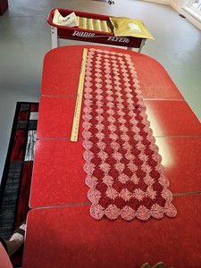 Pre-owned Christmas Crocheted Peppermint Candy Table Runner 49" X 14"