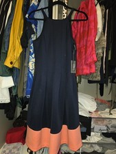 Vince Camuto Navy Dress With Pink Bottom Stripe 8