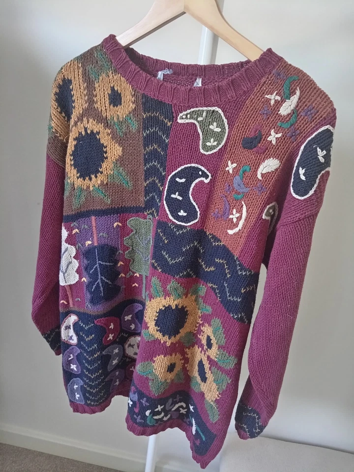 Vintage American Autumnal Knitted Pullover Jumper. Size 12/14 - Image 2 of 4
