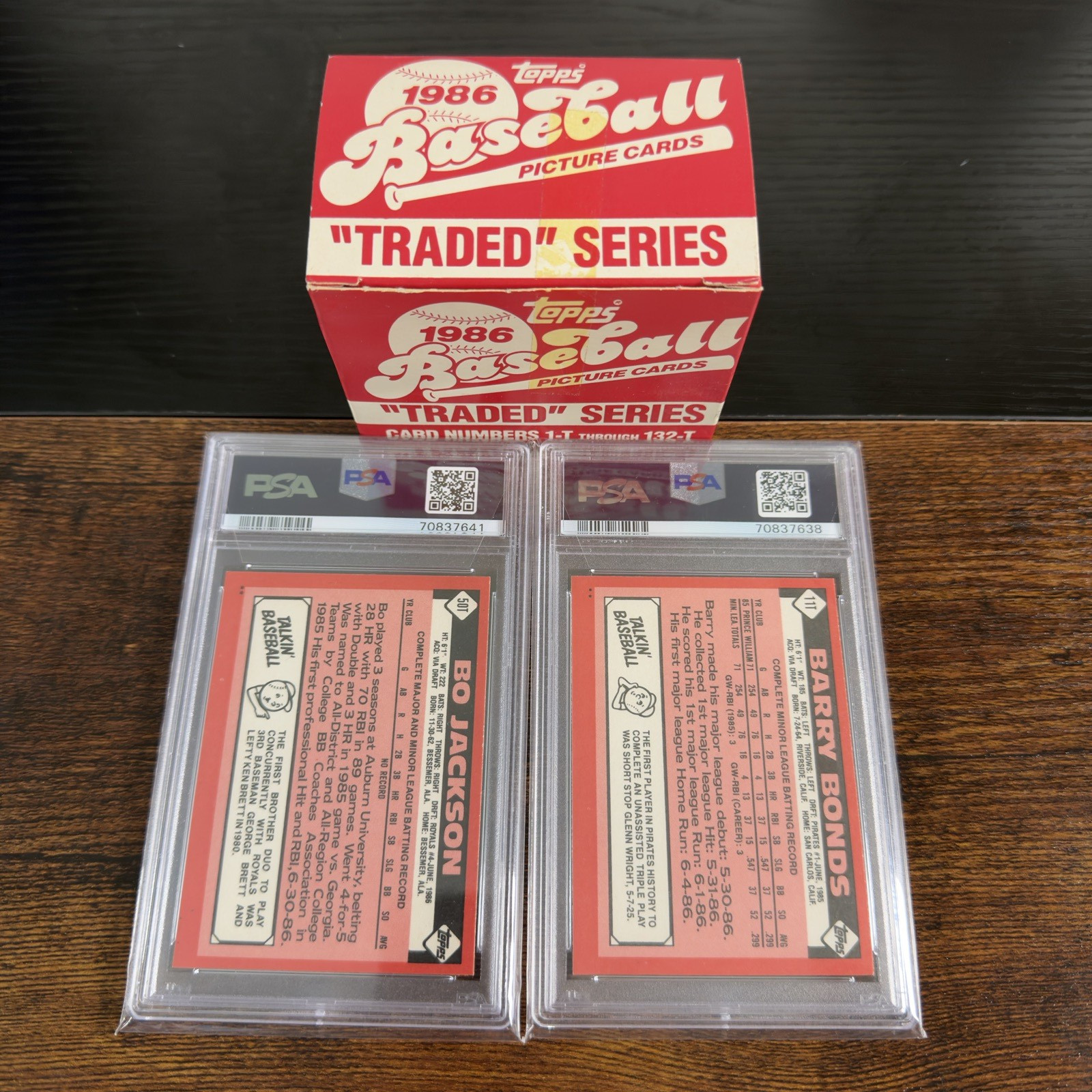 1986 Topps Traded Baseball Complete Set- Bo Jackson  and Barry Bonds PSA 8 view 2