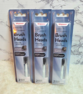 Walgreens Activated Charcoal Sonic Replacement Brush Heads (3) 2-Packs Sonicare