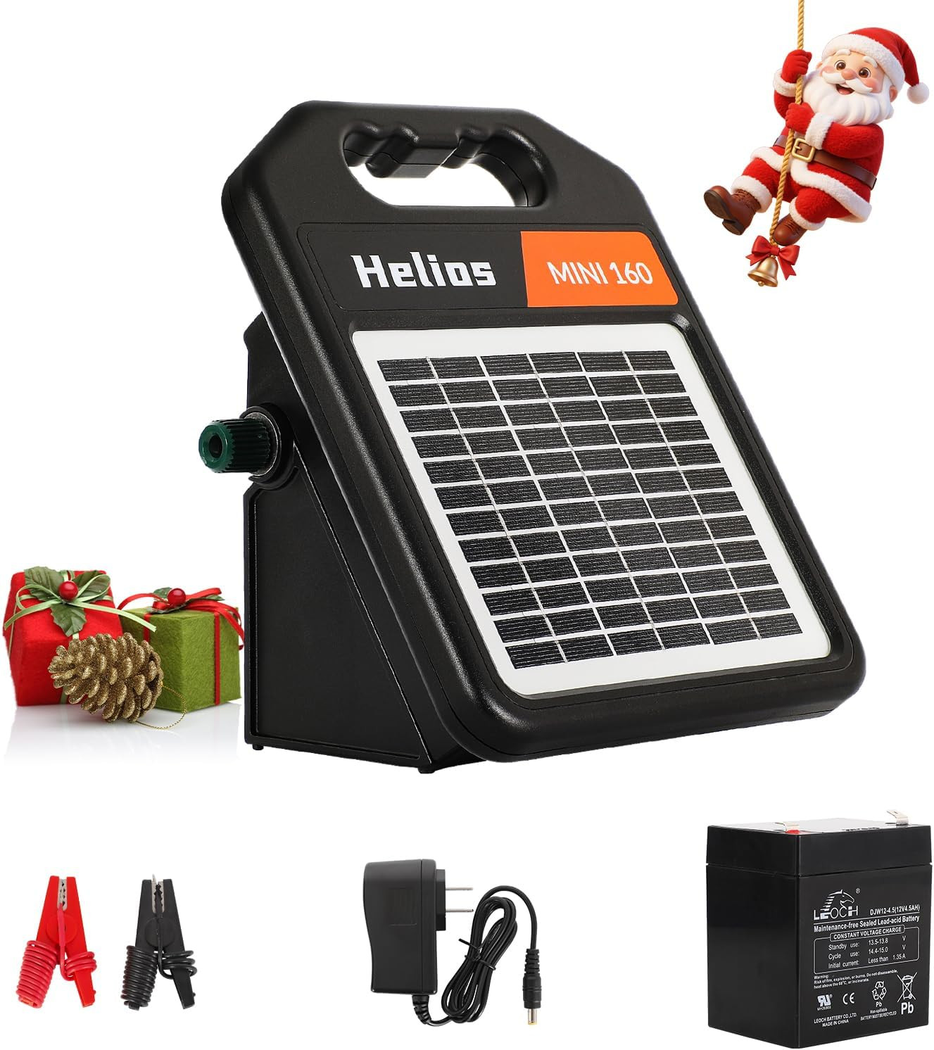 10 Miles Solar Electric Fence Charger with Day/Night Mode, 0