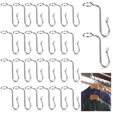 50 Pieces Hanger Connector Hooks Metal Hanger Extender Hooks Stable Clothes C...