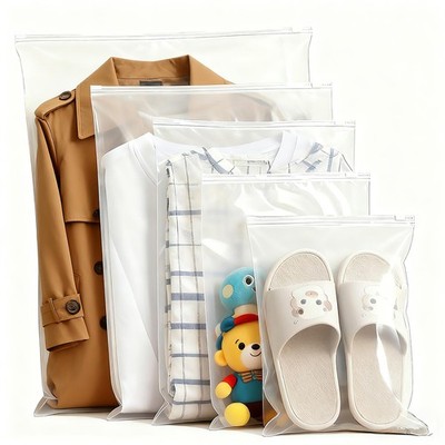 30Pcs Packaging Bags for Clothing, 5 Different Sizes Reusable Clear Frosted Plas