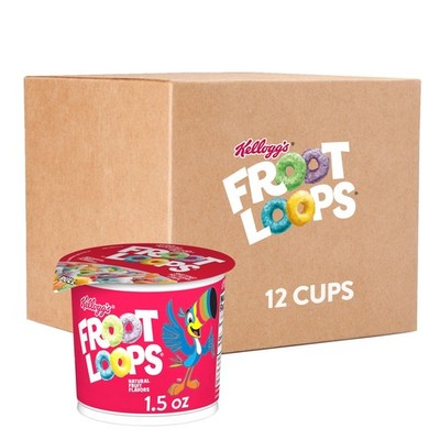 Kellogg's Froot Loops Cereal Cups 12 Pack Travel Breakfast Snack 1.5 Ounce
