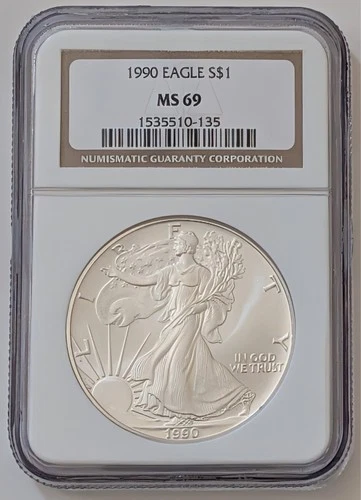 1990 AMERICAN SILVER EAGLE COIN $1 NGC MS69 BROWN LABEL SKU 1535510-135