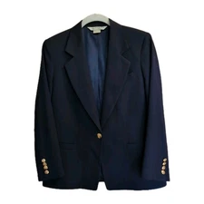 Vtg Austin Reed Blazer 6P Navy Jacket Wool Old Money Nautical Office Career Prep