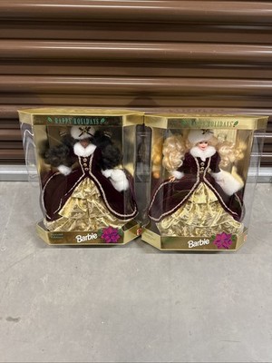 1996 Happy Holidays Special Edition Barbie Dolls Mattel 15647 & 15646