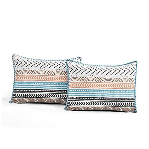 Hygge Geo Pattern Striped 3 Piece Bedding Set King Neutral & Multicolored Quilt