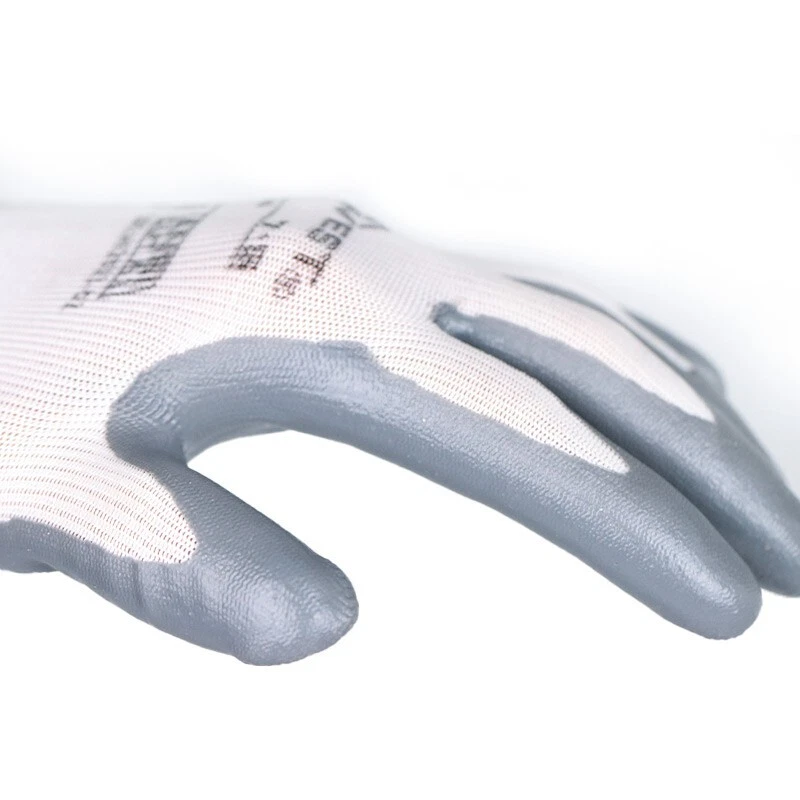 12x Portwest A310 Flexo Grip Nitrile Palm Coated Safety White/Grey Gloves - Image 2 of 2