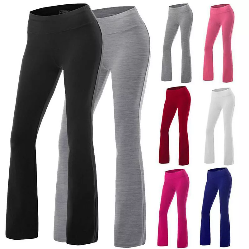 Womens Yoga Pants Bootcut Run Gym Jogger Leggings Flare Trousers