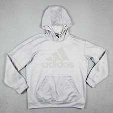 Adidas Gray Long Sleeve Drawstring Pullover Sweater Sweatshirt Hoodie Size Large