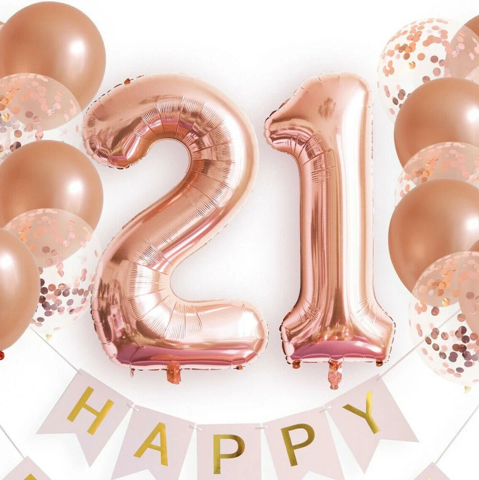 Luftballon Set 1-100 Rose Geburtstag Zahlen Rosa Party Konfetti Happy Birthday - Bild 3 von 3