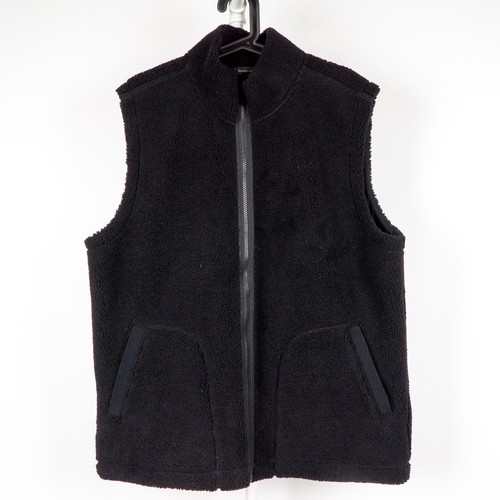 Banana Republic Mens Sherpa Vest XL New Black Warm Pockets Winter Layer