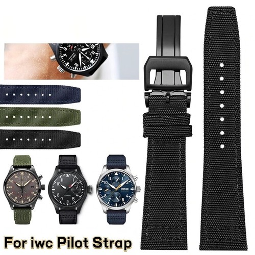 20mm-22mm Cowhide Nylon Watchband For IWC PILOT Portugal Bracelet Watch Strap - Afbeelding 1 van 48