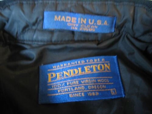 Vintage Pendleton schwarze Uhr Schottenkaro Wollhemd Knopfleiste Gr. L aber passt M USA - Bild 8 von 16