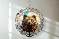 Stained Glass Look Bear Wind Spinner, 3 Size Choices