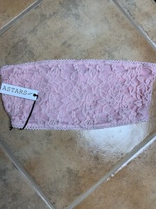 ASTARS Womens Pink Sz M Lace Kokomo Bandeau Nylon Spandex