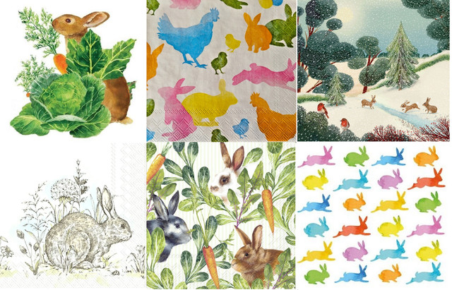 4 Servietten Hase Kaninchen Ostern ~ verschiedene Motive zur Auswahl 25 x 25 cm