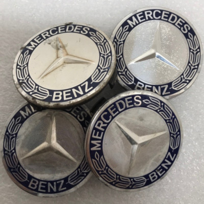 Set of 4 Mercedes 75MM Classic Dark Blue Wheel Center Hub Caps AMG ...