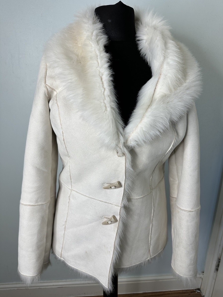 Per Una Women's Faux Fur Sheepskin Coat Jacket Size M