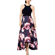 navy floral gown