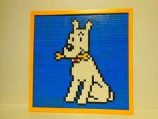 Composition figurine sur thematique TINTIN en pieces LEGO sous cadre (MILOU )