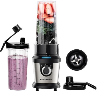La Reveuse Electric Blender for Shakes and Smoothies,400W, with 2 x 24 silver 