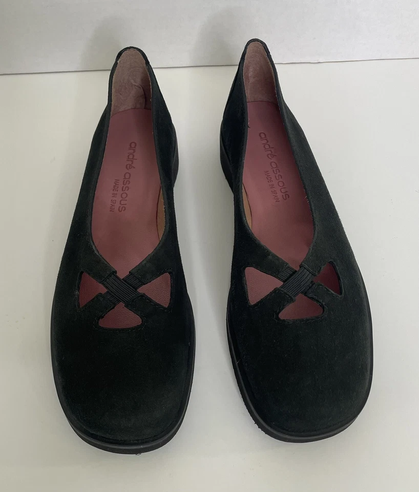 Andre Assous Black Suede Loafer Women's US Size 6.5 M Euro 37 w/ Elastic Vamp - Image 2 of 4