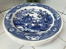 4 England English THE SPODE BLUE ROOM COLLECTION Dinner Plate Set Gothic Castle