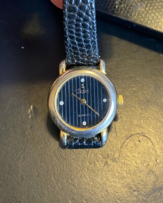 Women's Salvi Swiss Quartz Watch, Gold Tone with Black Leather