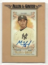 2021 Allen and Ginter Miguel Yajure Framed Mini Auto Autograph RC #FMA-MY NYY