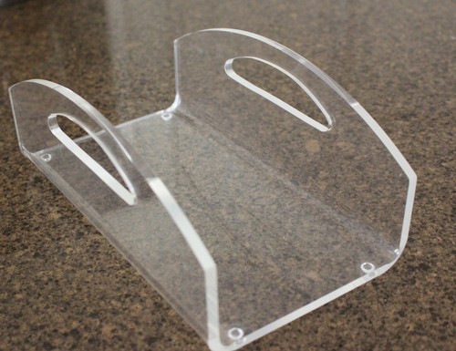 Porta asciugamani vanità LUCITE moderno metà secolo vassoio manici piedi spessi trasparente - Foto 5 di 6