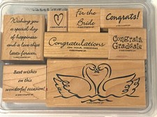 Wedding Congratulations Graduate Stampin' Up VTG 8-Pc Lot Craft Wooden Stamps