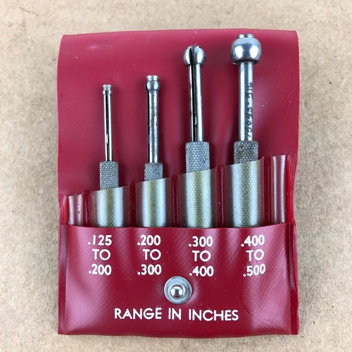 Starrett No. S829E Small Hole Gauge Gage Set 4 Pc. Full Ball Size 829 A Thru D