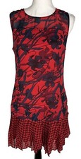 Abercrombie & Fitch Red Black Sleeveless Tank Floral Dress Size 6 Ruffle Hem