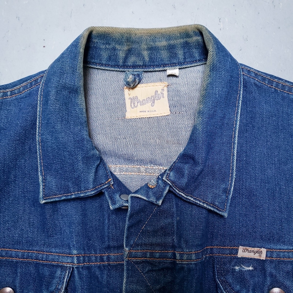 Vtg 60s WRANGLER BLUE BELL Jacket Selvedge Denim Chore Work