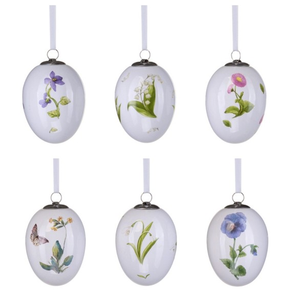 Ostergeschenk Ostereier Set 6X Zum AufhäNgen Blumenmotive Osterstrauß Osterdeko-image