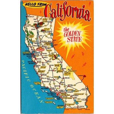 Hello From California The Golden State 1969 S El Monte CA Vintage Postcard SPT18