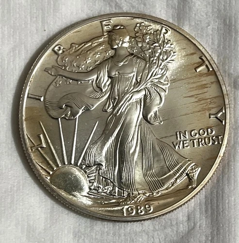 1989 American Silver Eagle Dollar 1 Troy Ounce 0.999 Purity Uncirculated Coin