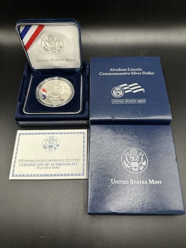 2009 Abraham Lincoln Commemorative PROOF Silver Dollar Coin LN7 OGP COA - Picture 2 of 2