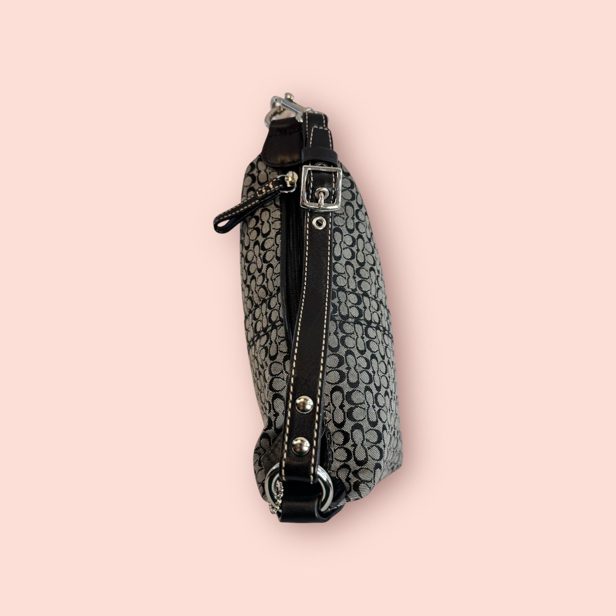 COACH Y2K Vintage Signature Jacquard Logo Leather MINI Hobo Top 